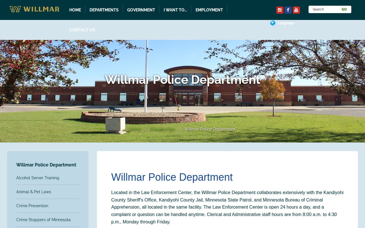 Willmar Police Department booking-record information source